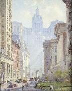 Colin Campbell Cooper Chambers Street and the Municipal Building, N.Y.C. Sweden oil painting artist